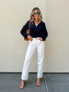 Laurie Button Knit Sweater in Navy - Stitch And Feather
