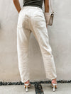 Eva Drawstring Denim Pants in Ecru - Stitch And Feather