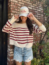 Rowan Stripe Knit Sweater in Burgundy - Stitch And Feather