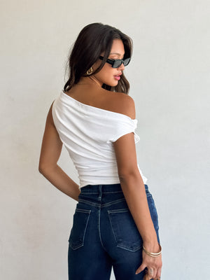 Faye Ruched Top in Cream - Stitch And Feather