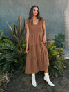 On the Town Midi Dress in Brown - Stitch And Feather