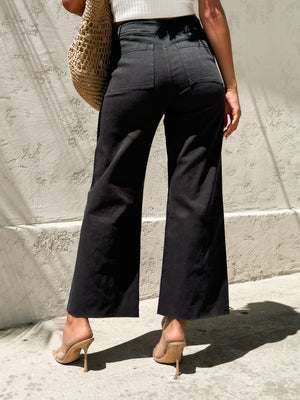 Saylor Wide Leg Jeans in Black - Stitch And Feather