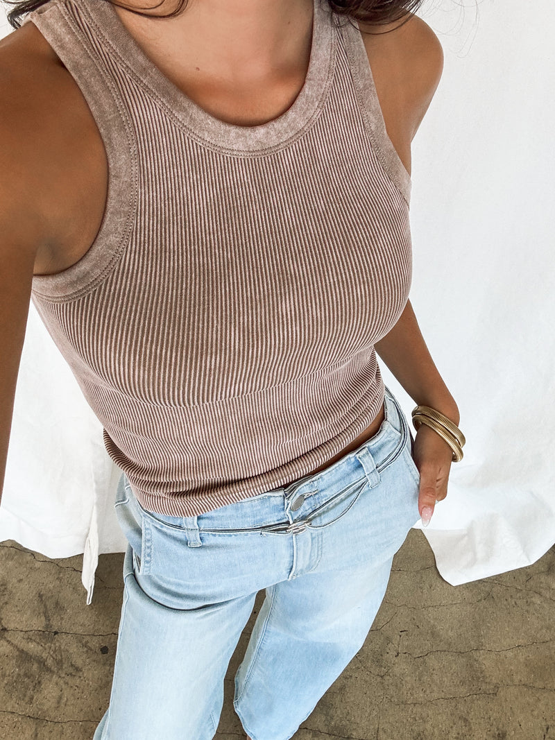Laurel Ribbed Tank in Mocha - Stitch And Feather