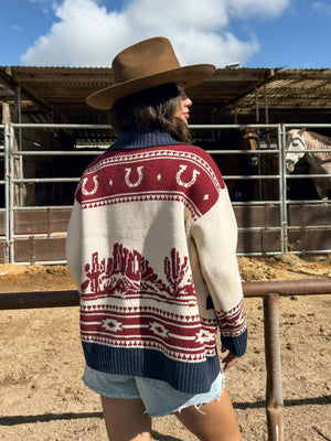 Carson Cowboy Print Cardigan - Stitch And Feather