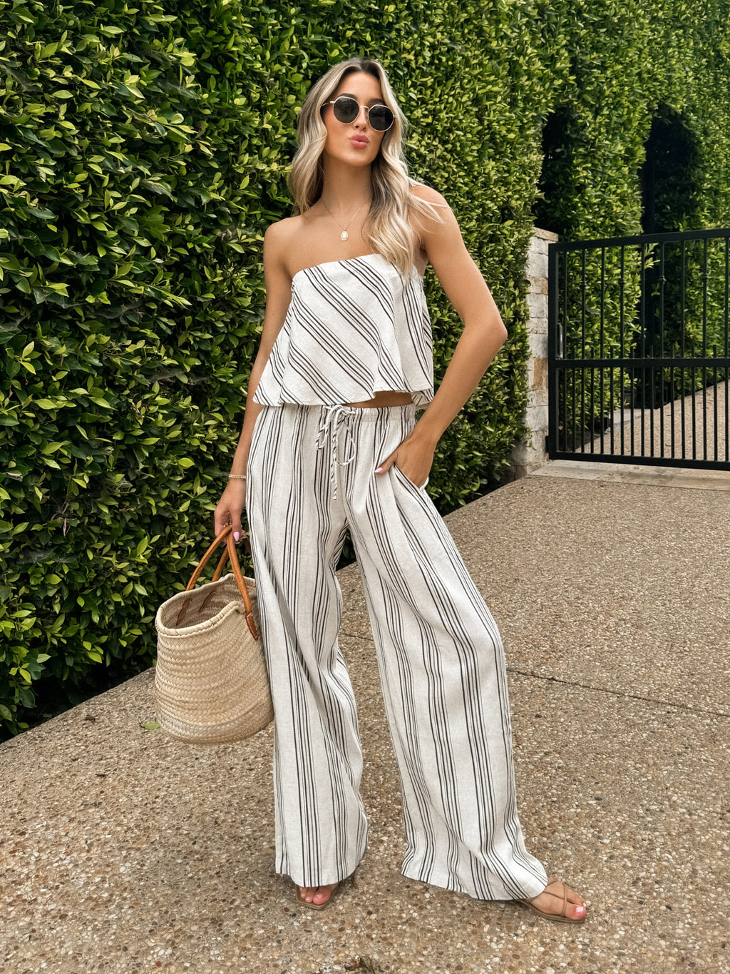 Sunset Stripe Linen Tube Top - Stitch And Feather