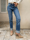 Saltwater Cuffed Slim Straight Jeans - Stitch And Feather