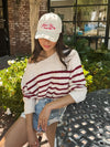 Rowan Stripe Knit Sweater in Burgundy - Stitch And Feather