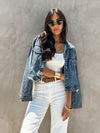 Free Falling Cropped Denim Jacket - Stitch And Feather