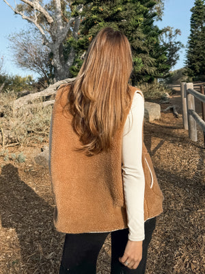 Off Trail Reversible Vest in Camel - Stitch And Feather