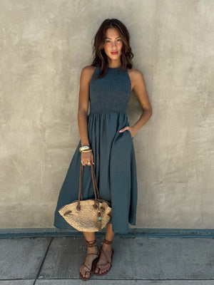 Isotta Smocked Midi Dress