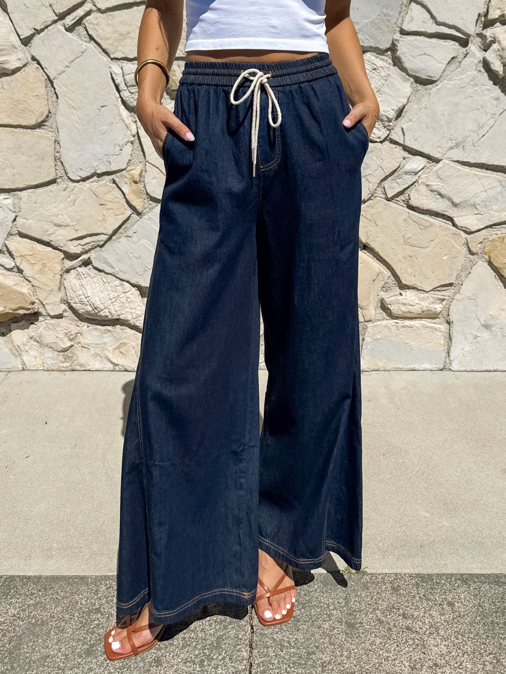 Pacifica Denim Wide Leg Pants - Stitch And Feather