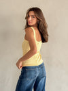 Sweet Dreams Button Down Tank in Yellow