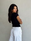 Rowan Scoop Neck Tee in Black - Stitch And Feather