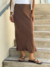 Skylar Vegan Suede Midi Skirt - Stitch And Feather