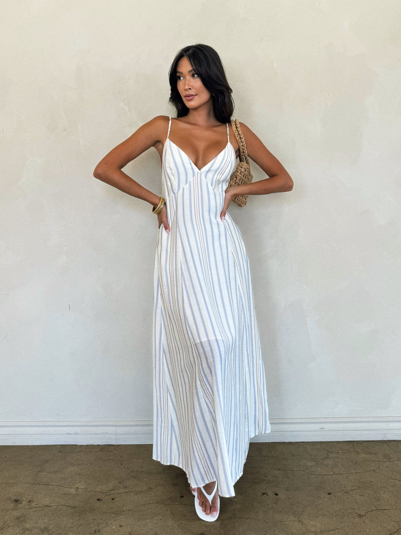 No Strings Striped Maxi Dress - Stitch And Feather