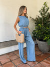 Isola Crop Top in Denim - Stitch And Feather