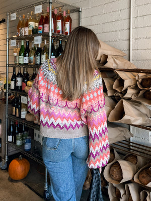 Navaro Knit Crop Sweater in Pink - Stitch And Feather