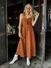 Terracotta Crinkle Maxi Dress - Stitch And Feather