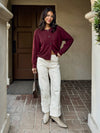 Sangria Button Knit Sweater