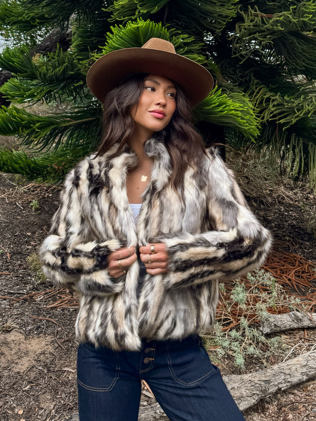 Zenraya Faux Fur Jacket - Stitch And Feather