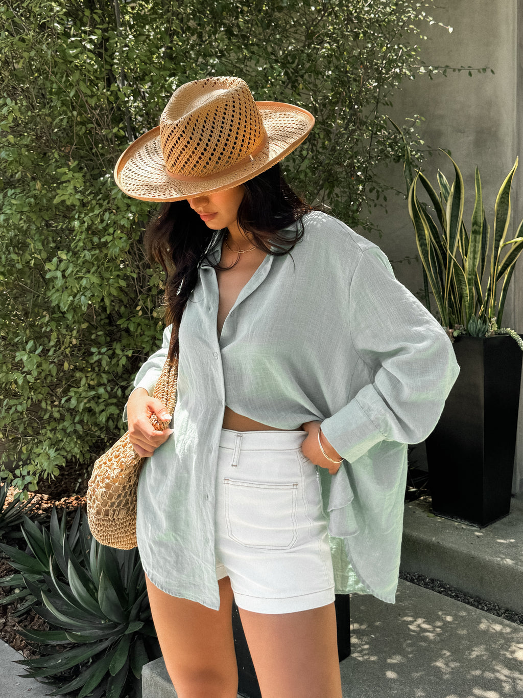 Anika Button Down in Olive