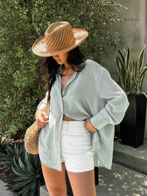 Anika Button Down in Olive - Stitch And Feather