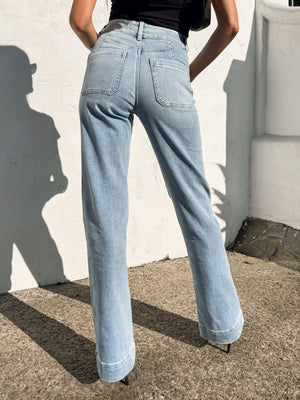 Catalina Flare Jeans in Light Wash - Stitch And Feather