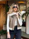 Truffle Faux Leather Shearling Vest - Stitch And Feather