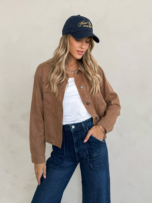 Elianna Cropped Shacket in Clay