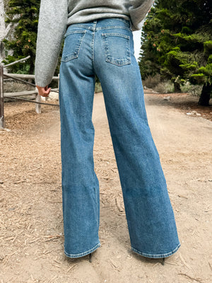 Hideaway Wide Leg Jeans in Dark Denim - Stitch And Feather