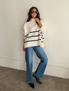 Noelle Oversized Stripe Sweater in Cream