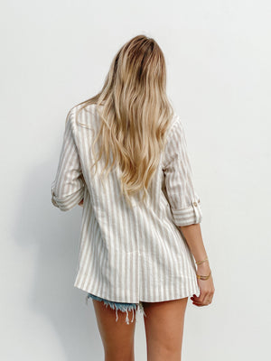 Weekend Vibe Linen Blazer - Stitch And Feather