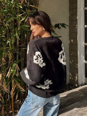 Honeycomb Floral Knit Sweater - Stitch And Feather