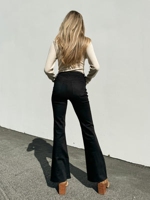 Boulder Kick Flare Jeans in Black - Stitch And Feather