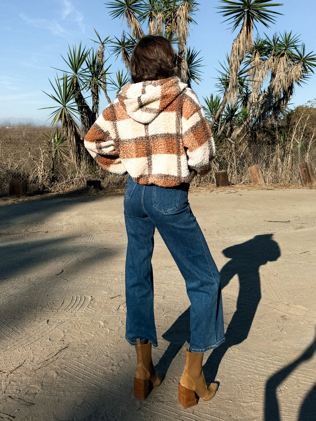 Teddie Plaid Hoodie in Brown - Stitch And Feather