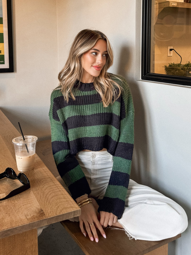 Feel Good Cropped Stripe Sweater