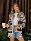 Textured stripe cardigan- S25422, Taupe - Stitch And Feather