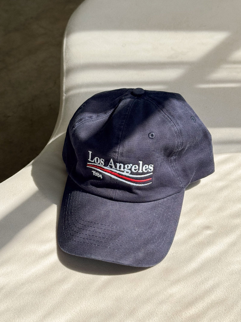 Los Angeles 1984 Baseball Cap in Navy - Stitch And Feather