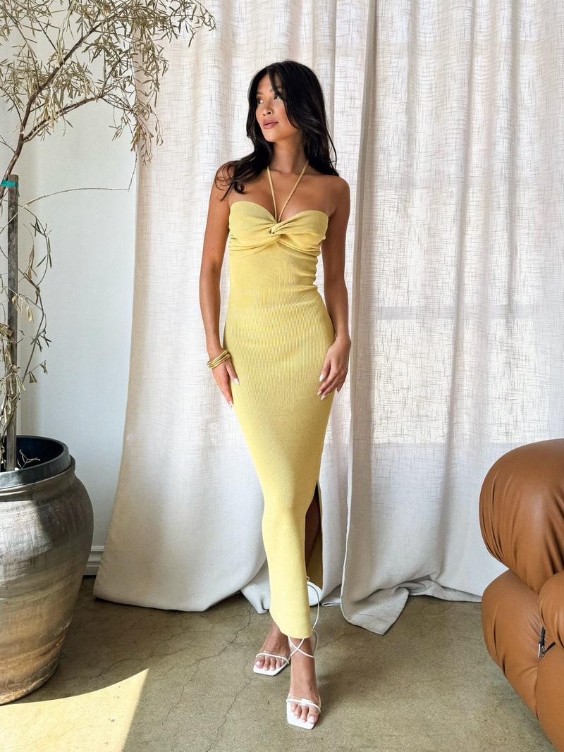 Lemon Drop Halter Dress - Stitch And Feather