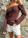 Chocolate Side Slit Knit Top - Stitch And Feather