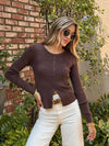 Teddy Ribbed Top in Espresso - Stitch And Feather