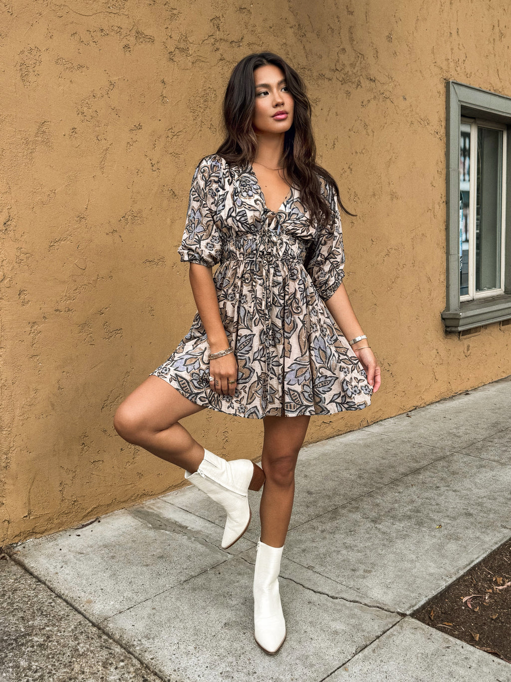 Sandy Skies Floral Mini Dress - Stitch And Feather