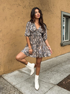 Sandy Skies Floral Mini Dress - Stitch And Feather