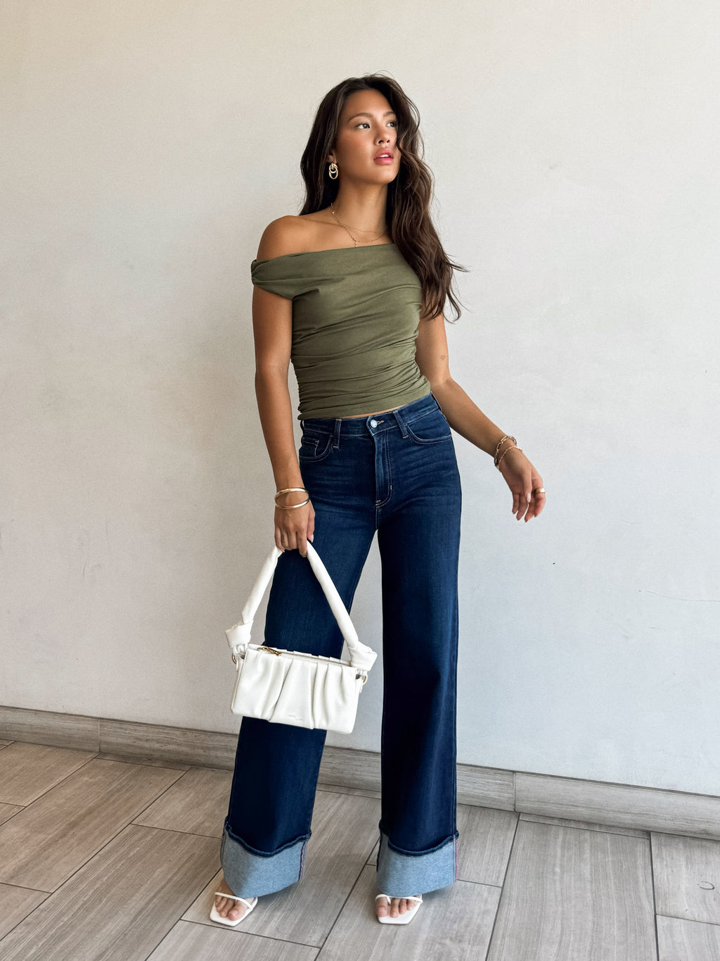 Faye Ruched Top in Olive