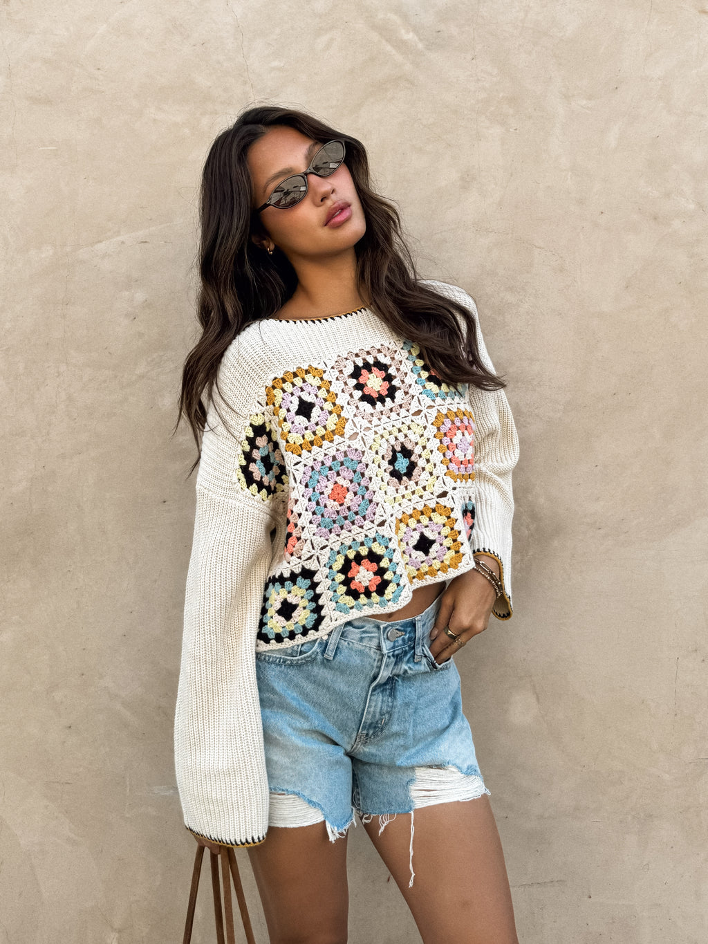 Haisley Patchwork Crochet Sweater