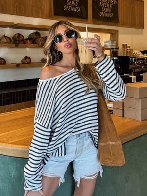 Castaway Stripe Knit Sweater - Stitch And Feather
