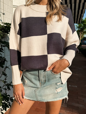 Keep You in Check Knit Sweater - Stitch And Feather