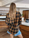 Oversized flannel shirt- ACT10208C, Mocha - Stitch And Feather