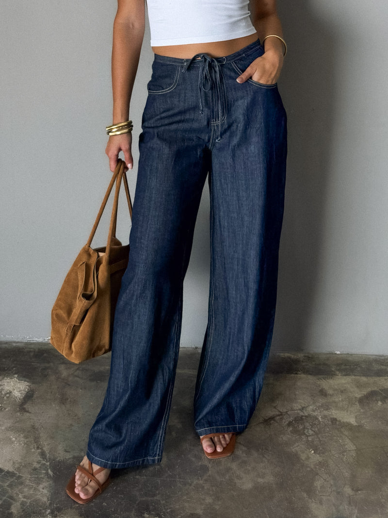 Midtown Drawstring Denim Pants