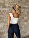 Kendall One Shoulder Top in Ecru